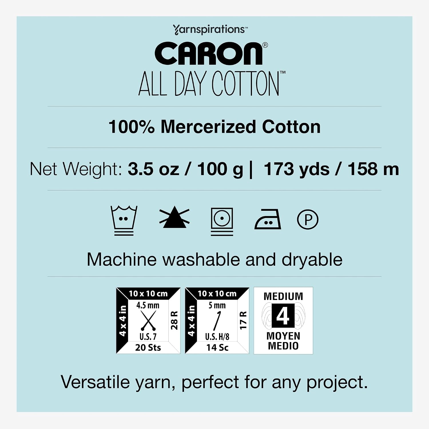 Caron All Day Cotton - 3 Pack of 173 Yards/3.52 oz Moss 100% Mercerized Cotton Yarn - Image 7