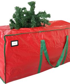 Cosy Family 7.5 ft Christmas Tree Storage Bag - Durable Heavy Duty Extra Large Artificial Xmas Holiday Tree Bag with Reinforced Handles and Dual Zippers Wide Opening - Red