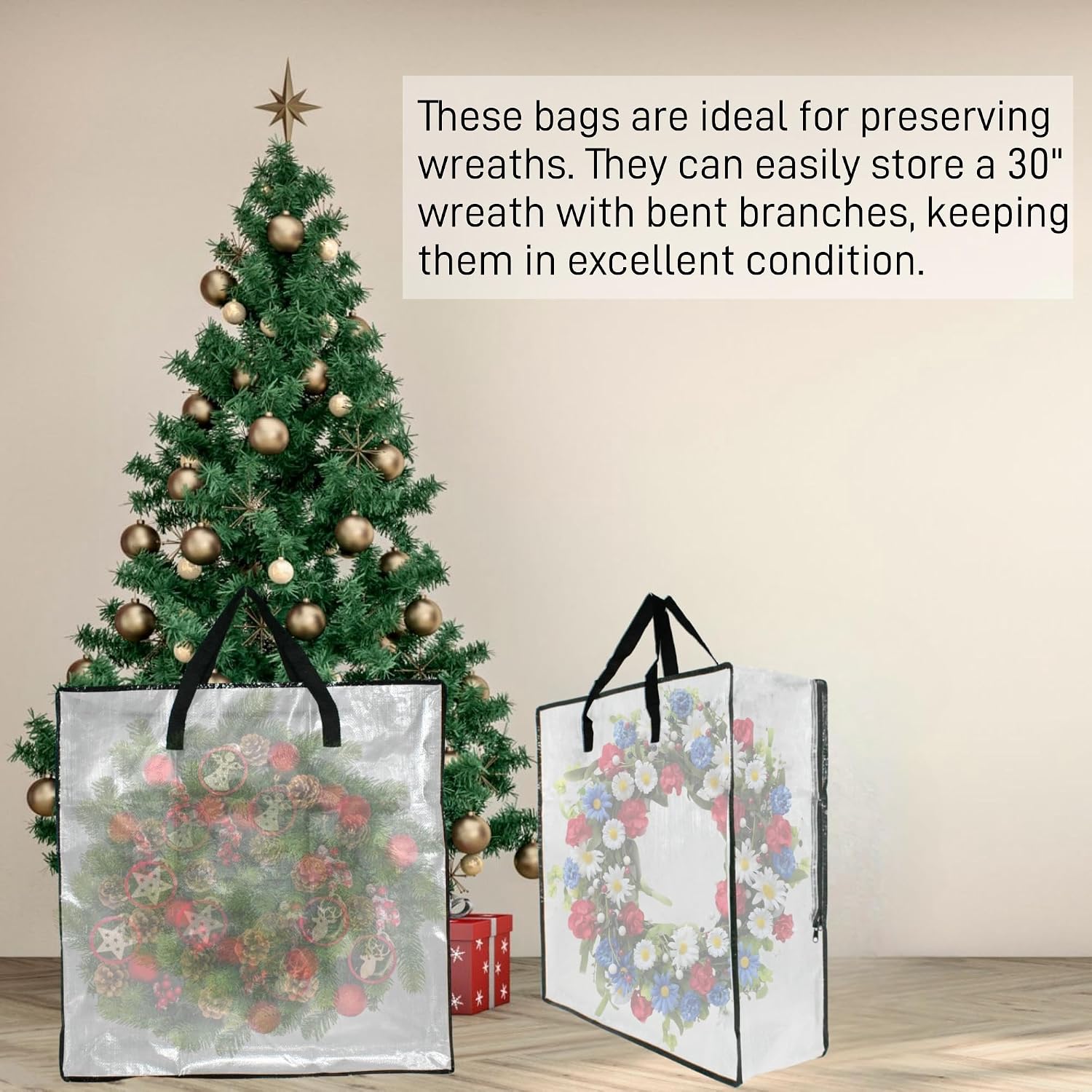5 Pack Moving Bags. Wreath Storage Bag. Garland Container. Clear Storage Bags with Handles and Zippers Moving Bag for College Carrying. Bedding. Toys Organizer. Under the Bed Storage - Image 6