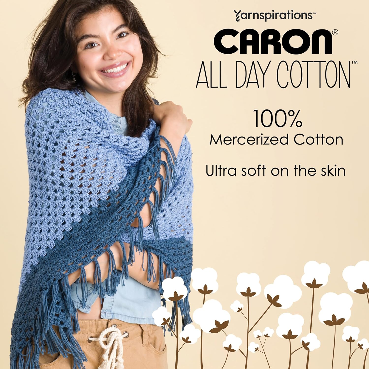 Caron All Day Cotton - 3 Pack of 173 Yards/3.52 oz Moss 100% Mercerized Cotton Yarn - Image 2