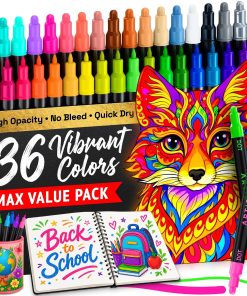 ARTISTRO 36 Precision Dual-Tip Acrylic Paint Markers – Paint Pens Set with Dot & Fine Tips for Fabric. Rock. Glass. Wood. Coloring Books – Arts & Crafts Gift – Classroom Must Haves & School Supplies